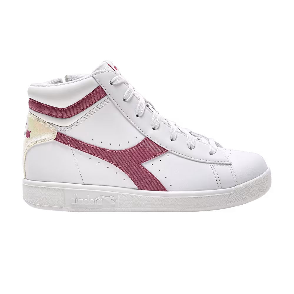 Diadora Game P High Big Kid White Claret Red