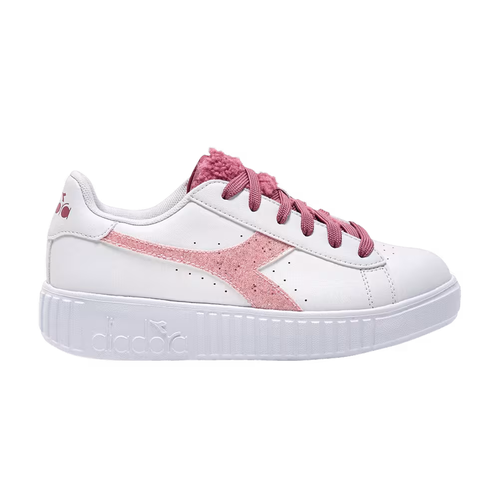 Diadora Game Step Premium Big Kid Fluffy - White Red Violet Glitter