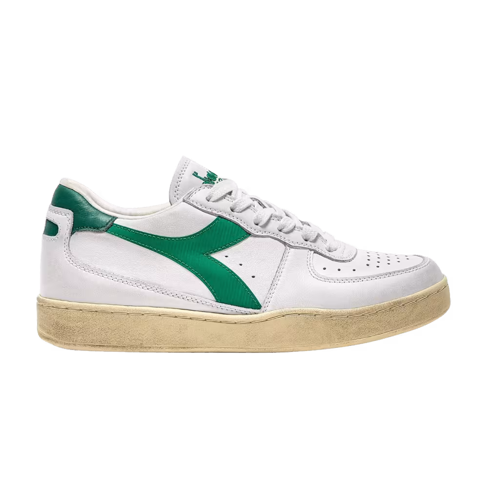 Diadora Mi Basket Low Used White Verdant Green