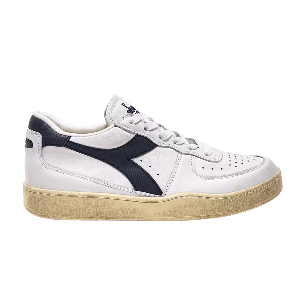 Diadora Mi Basket Low Used White Blue Denim