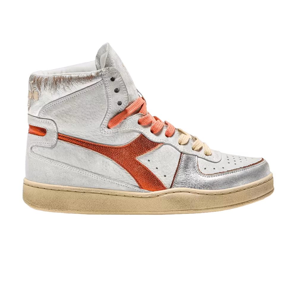 Diadora Women's Mi Basket Metal - White Orange Nasturtium