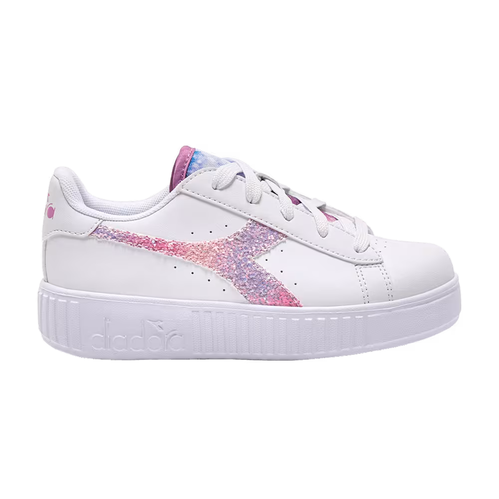Diadora Game Step Glow Little Kid Glitter - White Cyclamen