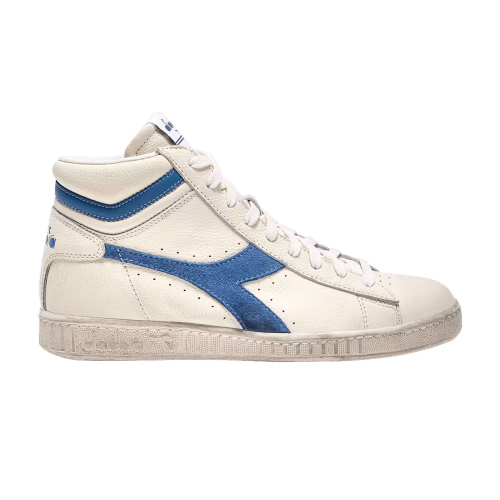 Diadora Game L High Waxed Suede Pop White Blue Bleached Denim