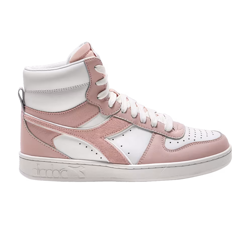Diadora Women's Magic Basket Mid Peach Whip White
