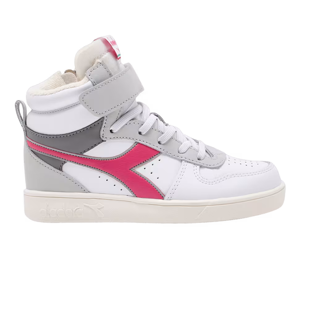 Diadora Magic Basket Mid Little Kid White Raspberry Sorbet