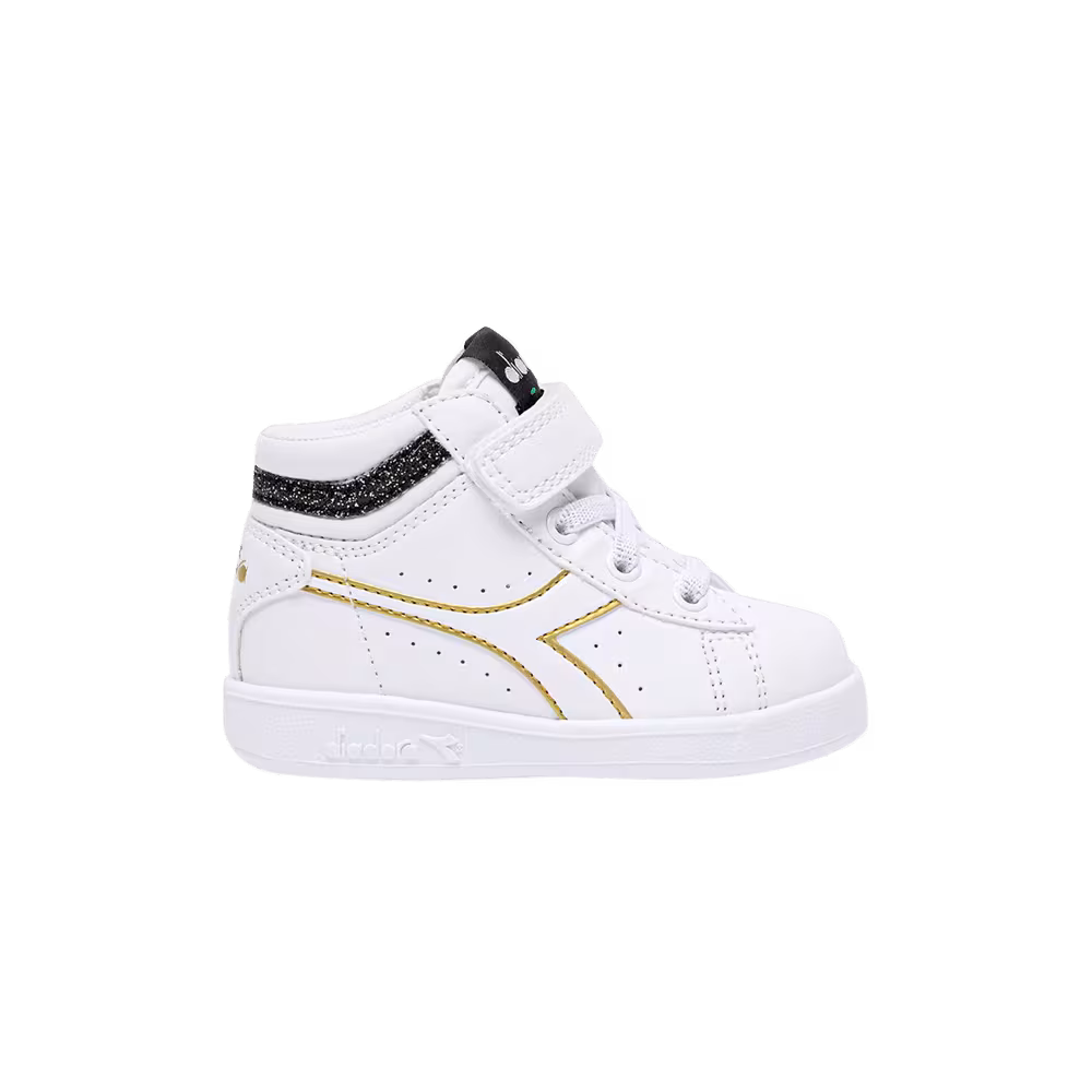 Diadora Game P High Toddler White Black Gold