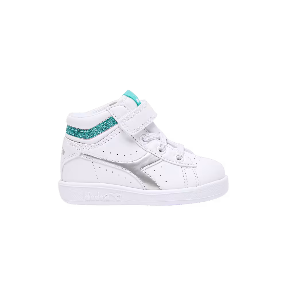 Diadora Game P High Toddler White Blue Turquoise