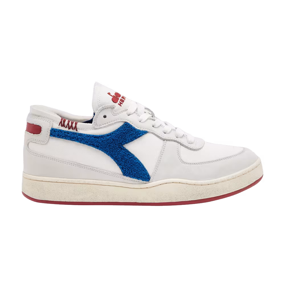 Diadora Mi Basket Row Cut Terry White Snorkel Blue