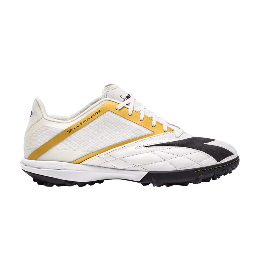 Diadora Brasil Sala Elite TF White Black Metallic Gold