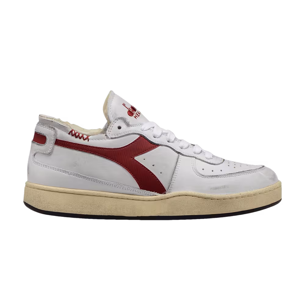 Diadora Mi Basket Row Cut White Garnet