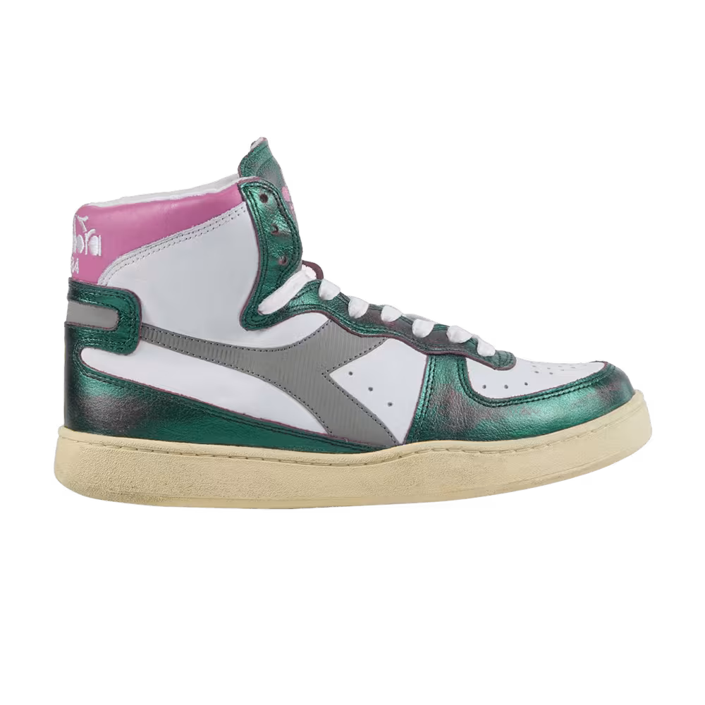 Diadora Mi Basket Metal Mix Used Green White Pink