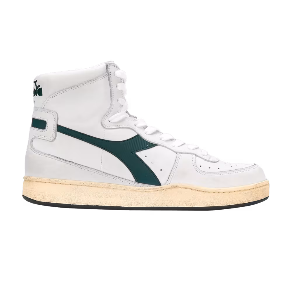 Diadora Mi Basket Used White Ever Globe Green