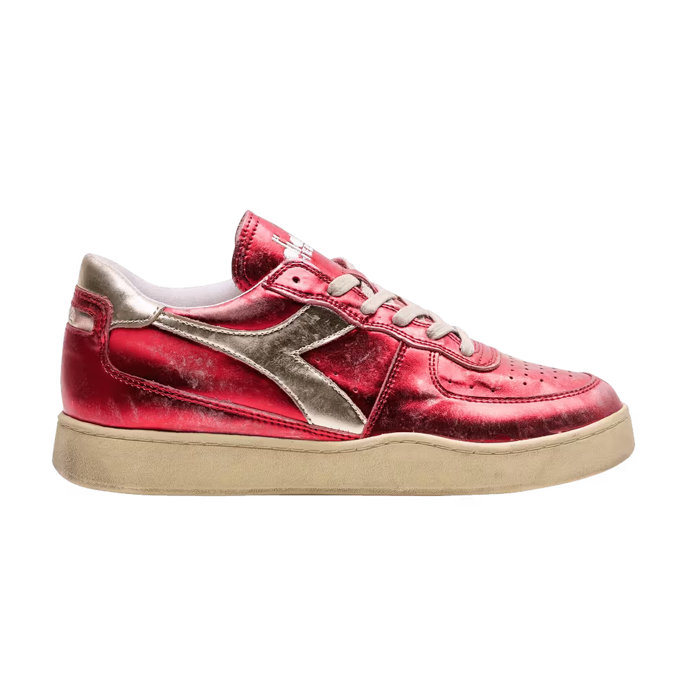 Diadora Women's Mi Basket Low Metallic Distressed Carmine Red