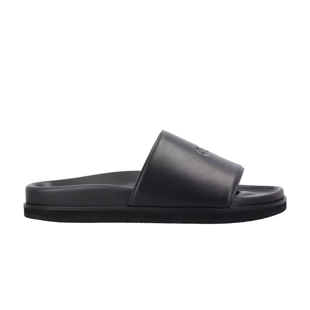 Off-White Stamp Leather Sliders Black