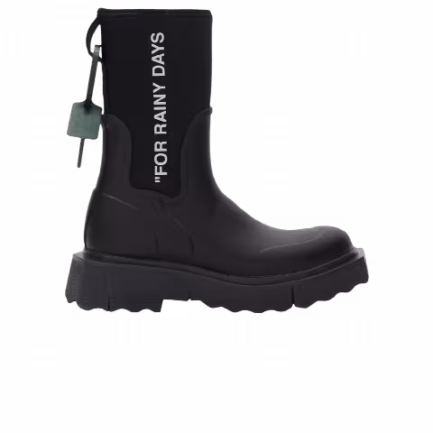 Off-White Wmns Sponge Rubber Rain Boot 'For Rainy Days - Matte Black'