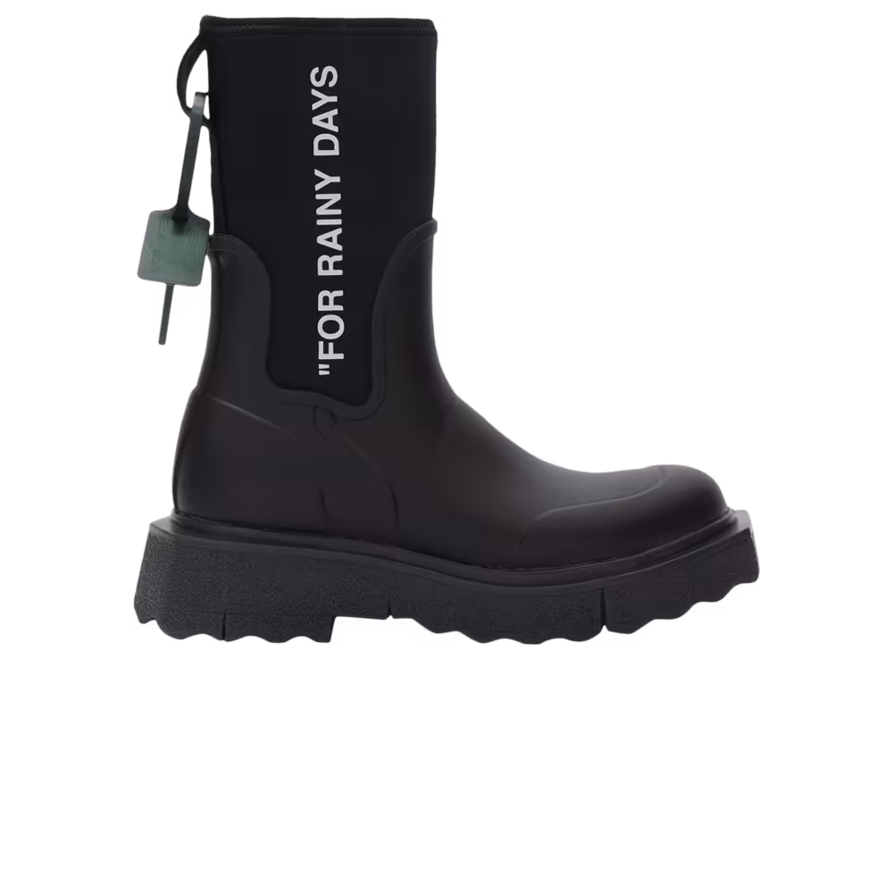 Off-White Women's Sponge Rubber Rain Boot For Rainy Days - Matte Black