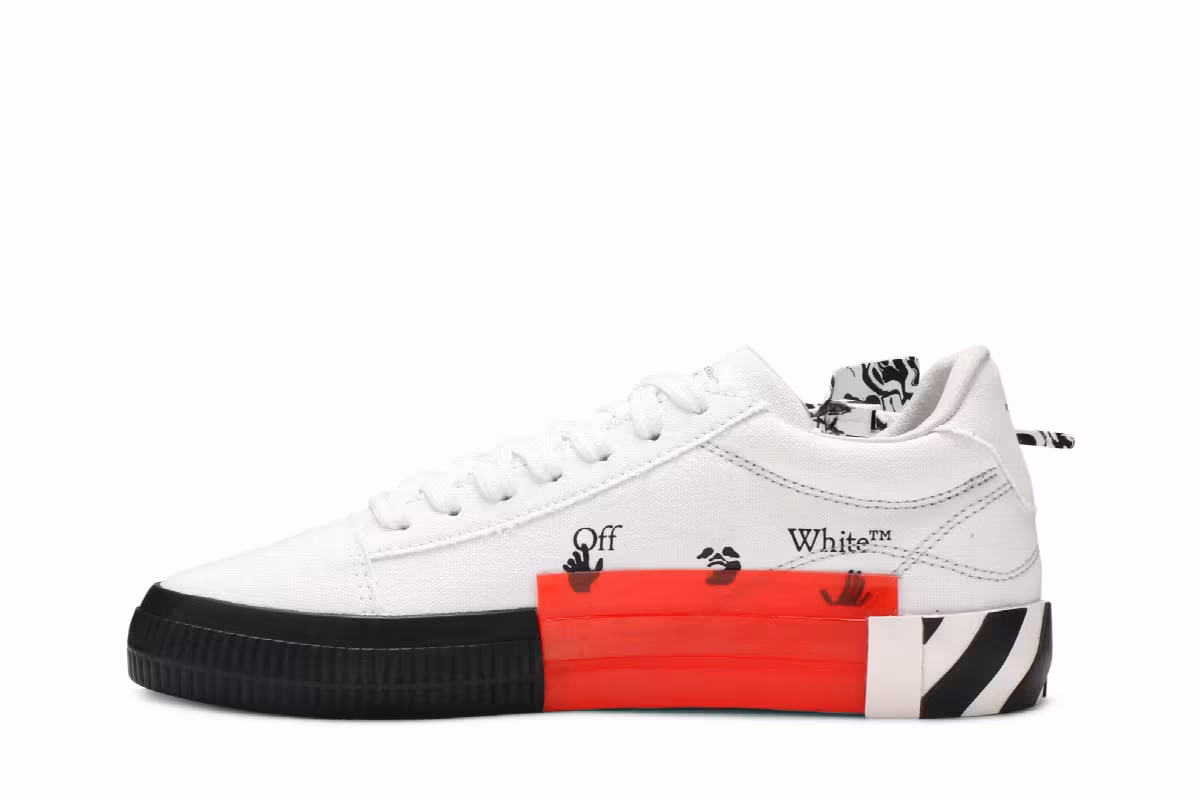 Off-White Women's Vulc Sneaker White Black, view 4