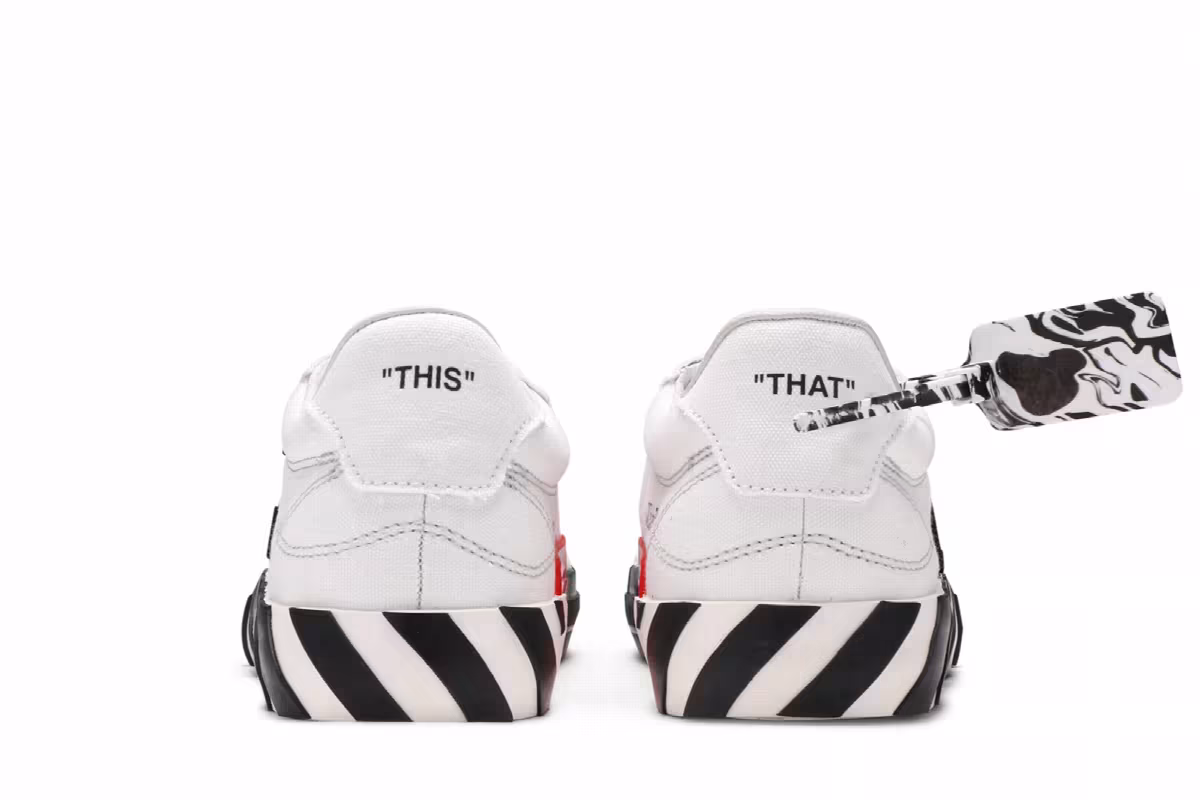 Off-White Women's Vulc Sneaker White Black, view 7