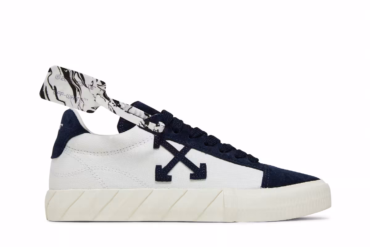 Off-White Women's Vulc Eco Sneaker White Navy Blue, view 2