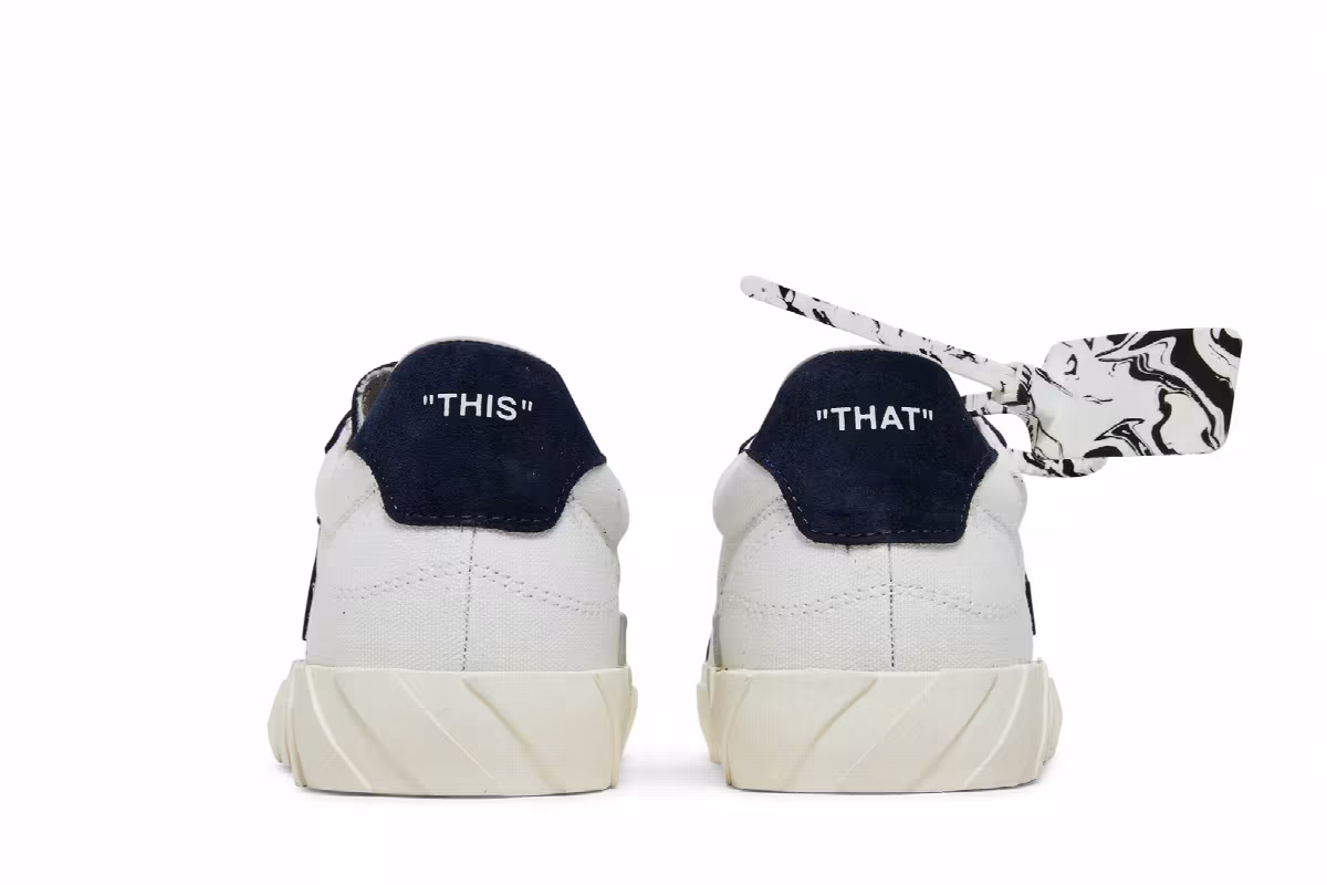 Off-White Women's Vulc Eco Sneaker White Navy Blue, view 7