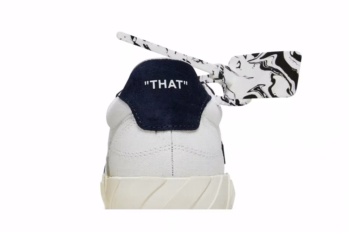 Off-White Women's Vulc Eco Sneaker White Navy Blue, view 8