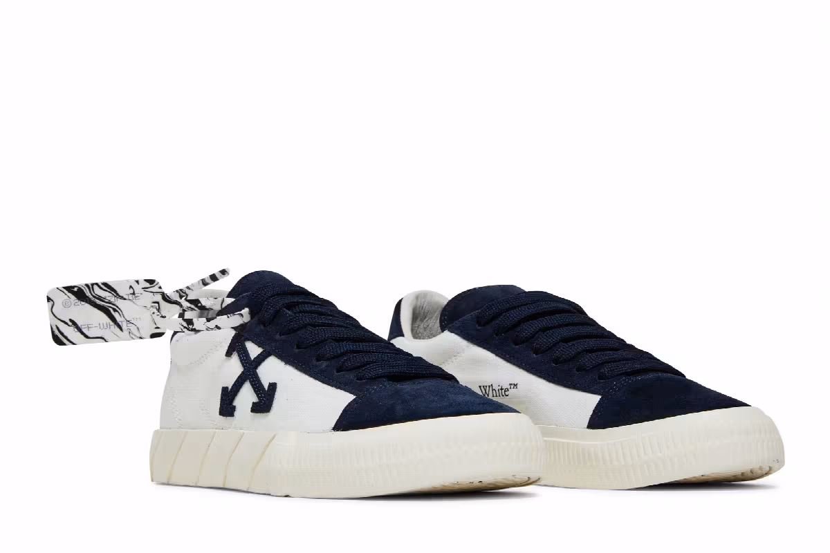 Off-White Women's Vulc Eco Sneaker White Navy Blue, view 9