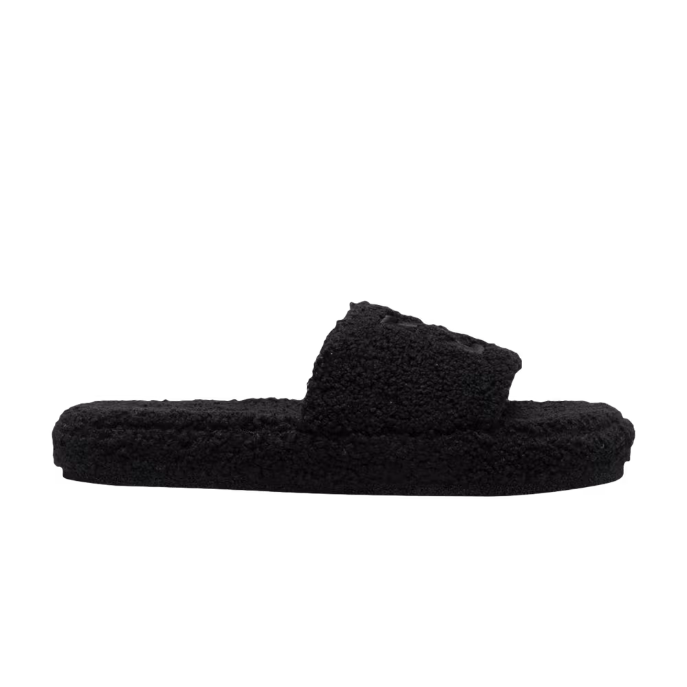 Off-White Arrows Shearling Sliders Black