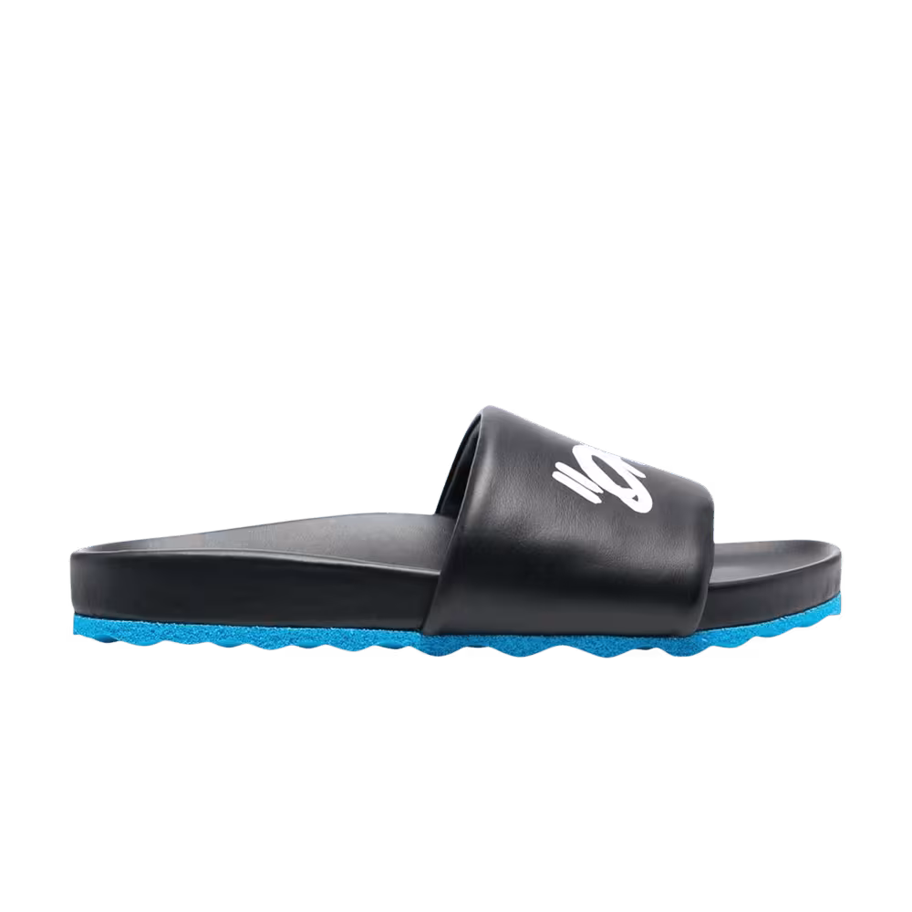 Off-White Logo-Print Sliders Quotes - Black Blue