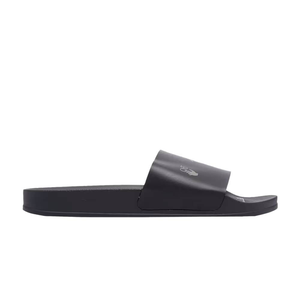 Off-White Logo Print Sliders Drowning Man - Black Khaki