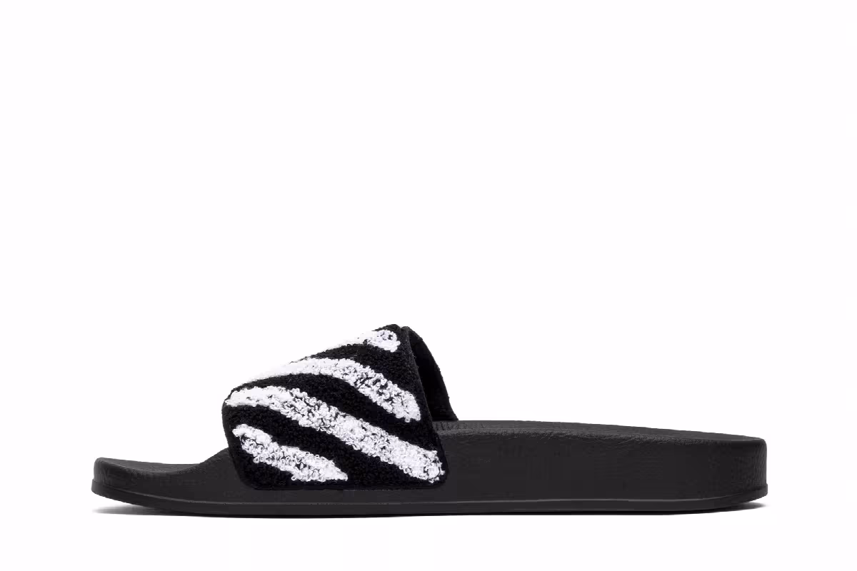 Off-White Flyknit Slider Black White, view 4