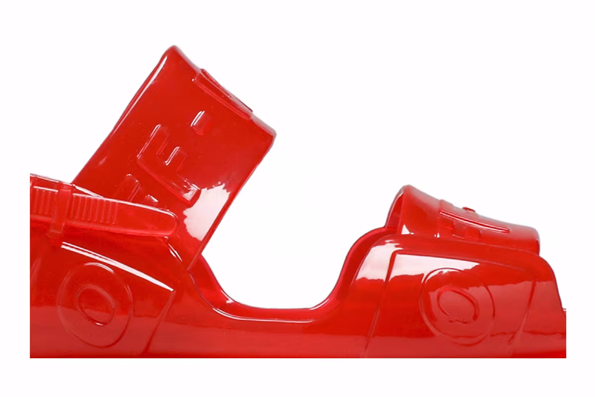 Off-White Women's Sheer Zip Tie Sandal Jelly Red, view 3