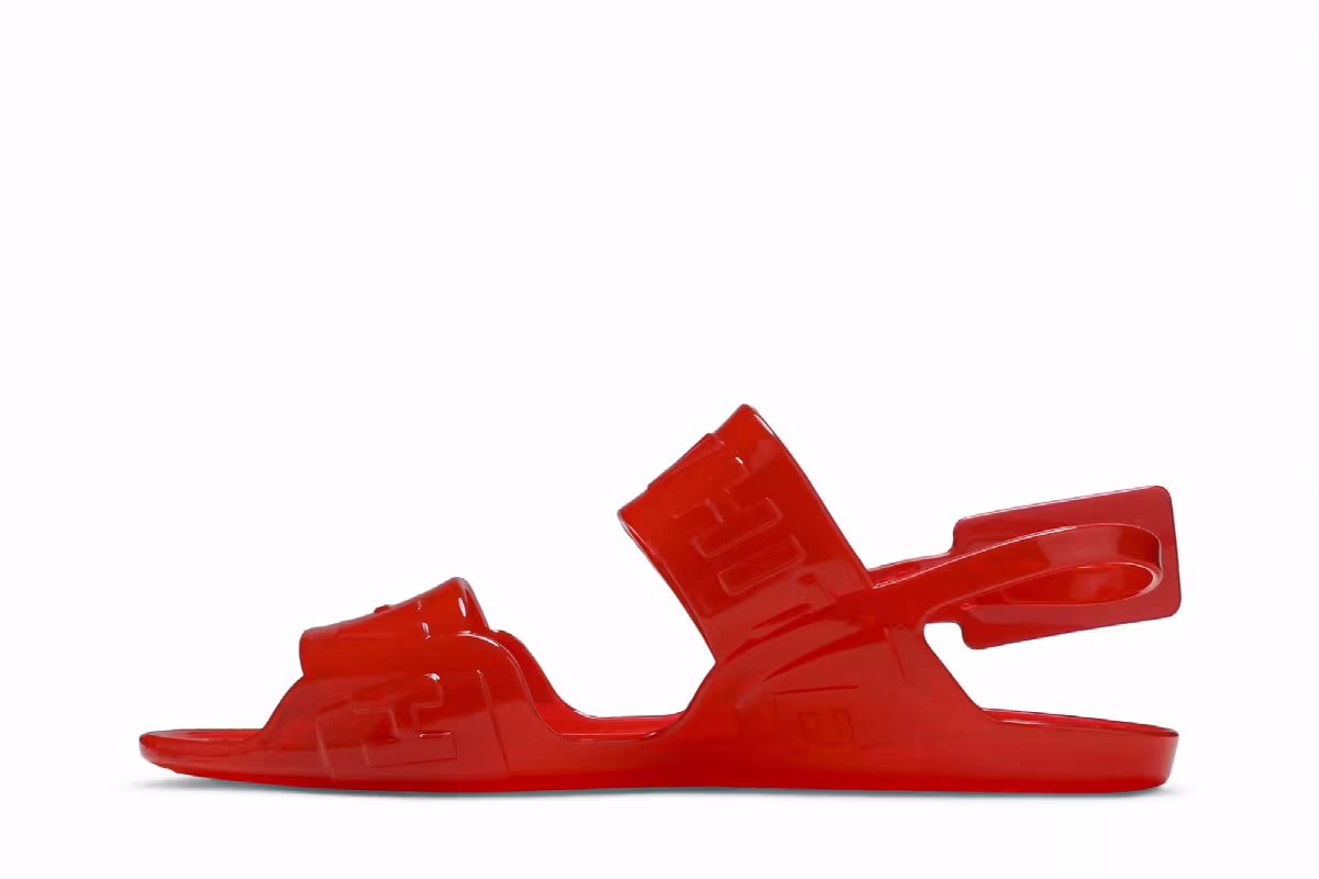 Off-White Women's Sheer Zip Tie Sandal Jelly Red, view 4