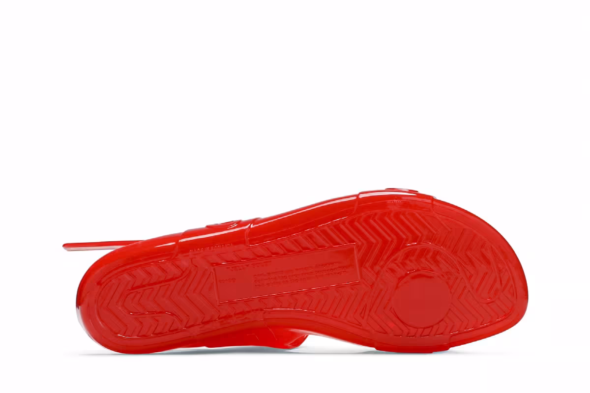 Off-White Women's Sheer Zip Tie Sandal Jelly Red, view 5