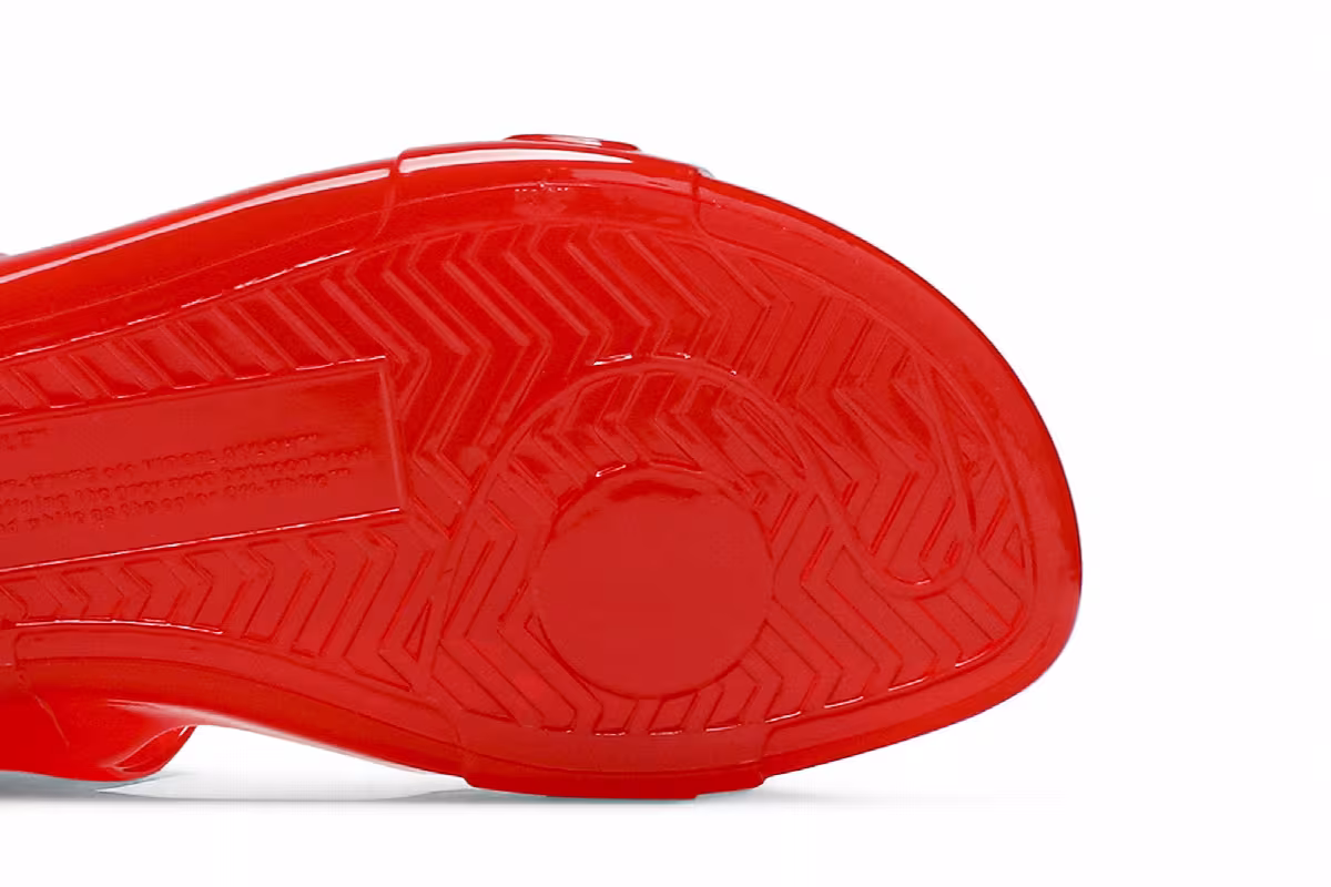 Off-White Women's Sheer Zip Tie Sandal Jelly Red, view 6