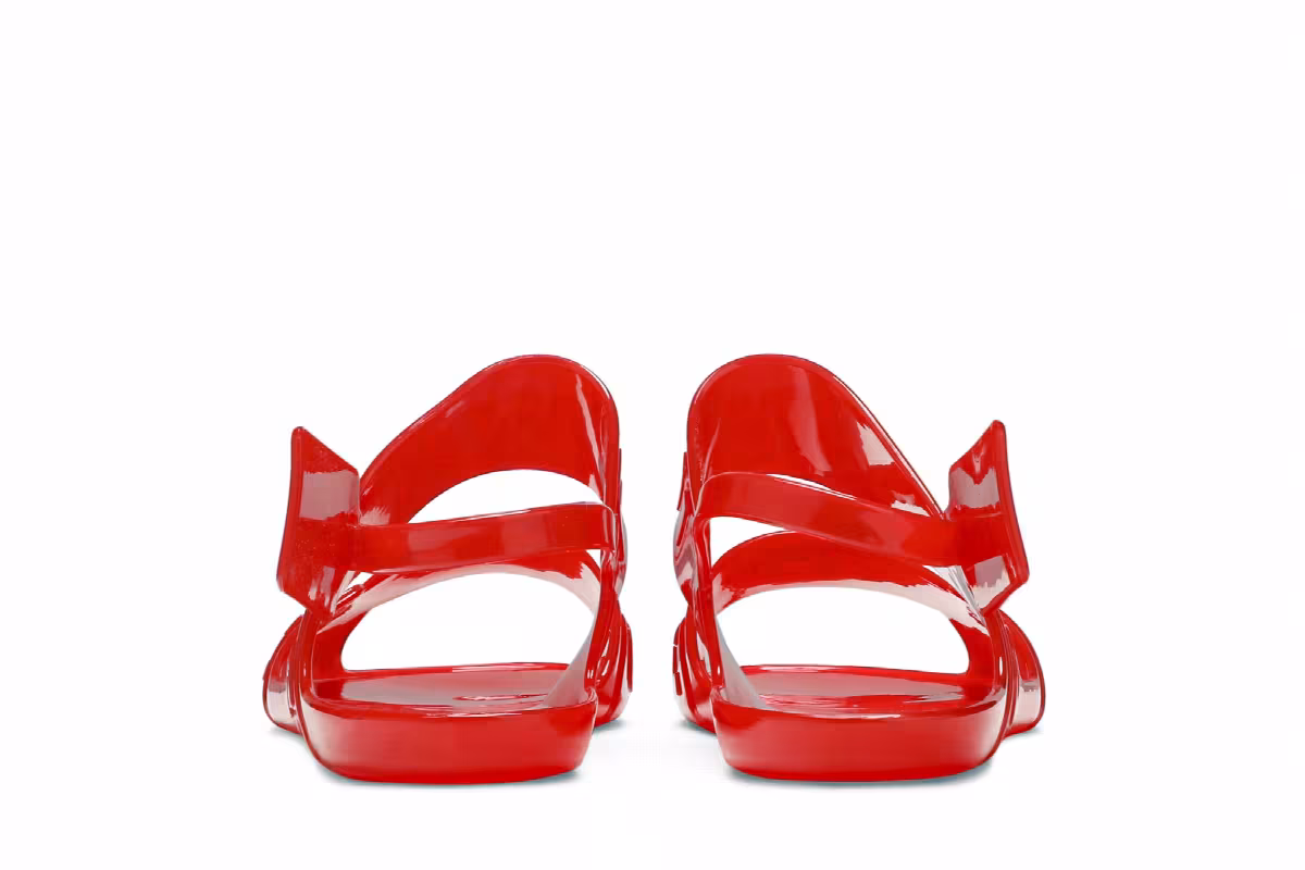 Off-White Women's Sheer Zip Tie Sandal Jelly Red, view 7