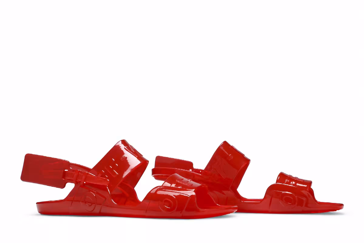 Off-White Women's Sheer Zip Tie Sandal Jelly Red, view 9