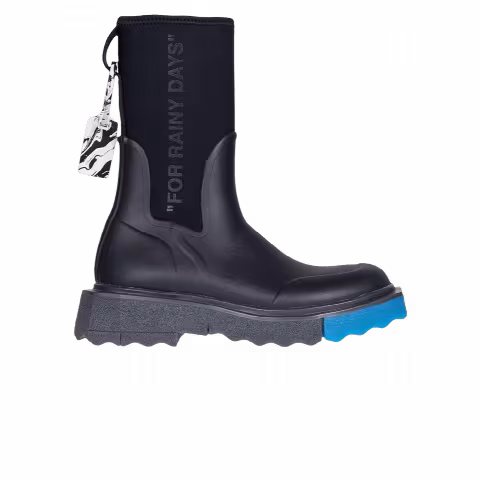 Off-White Sponge Rubber Rain Boot 'For Rainy Days - Black Blue'