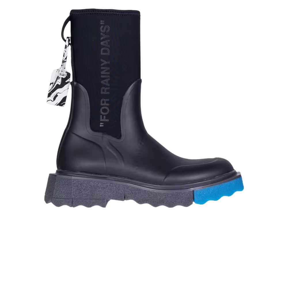 Off-White Sponge Rubber Rain Boot For Rainy Days - Black Blue
