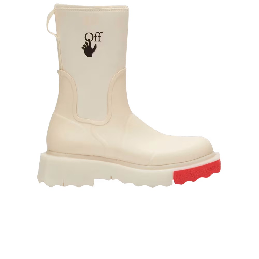 Off-White Women's Logo Printed Rain Boot Ecru