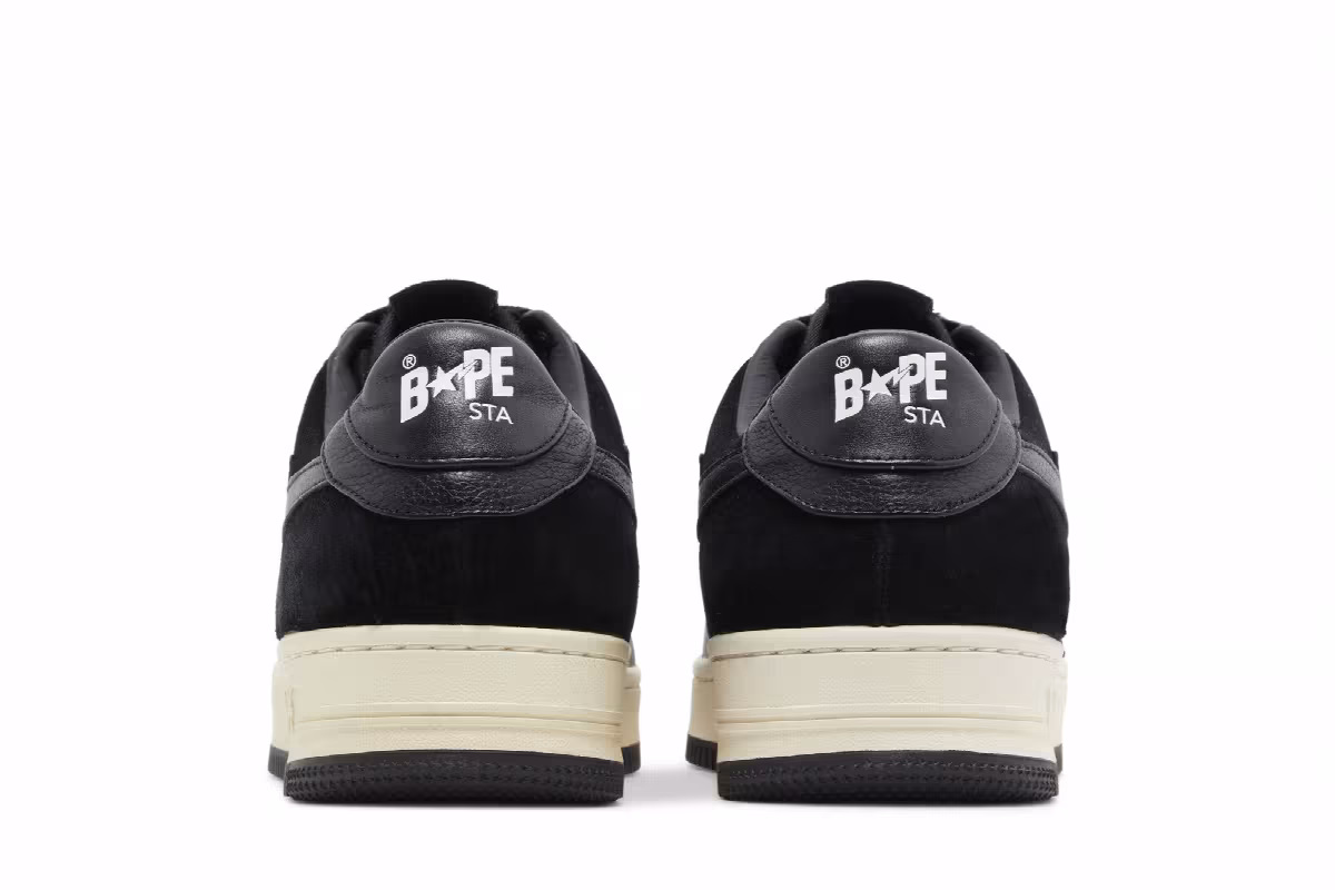 Bapesta Low Suede Heel - Black, view 7