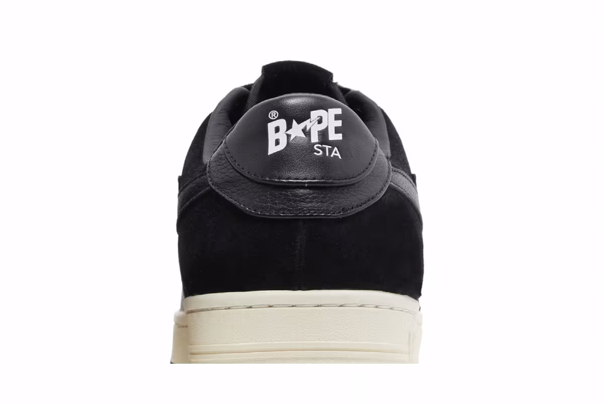 Bapesta Low Suede Heel - Black, view 8