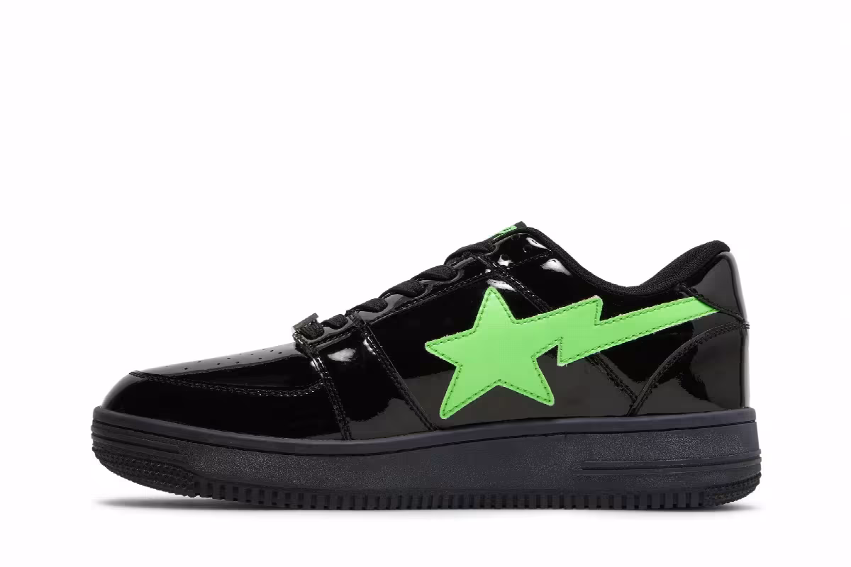 The Weeknd x XO Bapesta Low M2 Black Neon Green, view 4