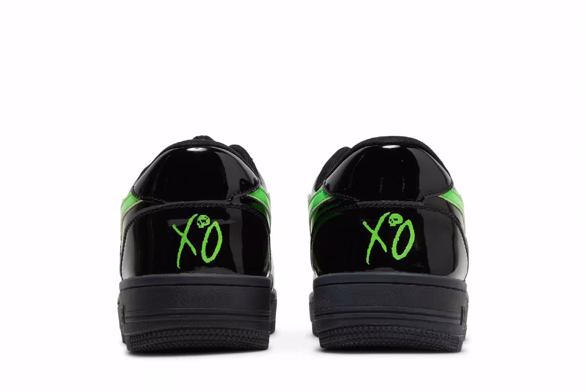 The Weeknd x XO Bapesta Low M2 Black Neon Green, view 7