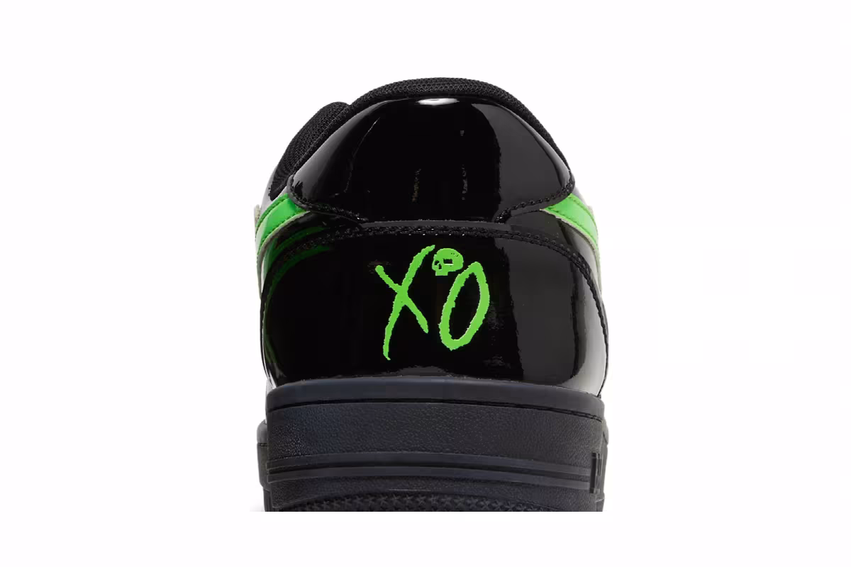 The Weeknd x XO Bapesta Low M2 Black Neon Green, view 8