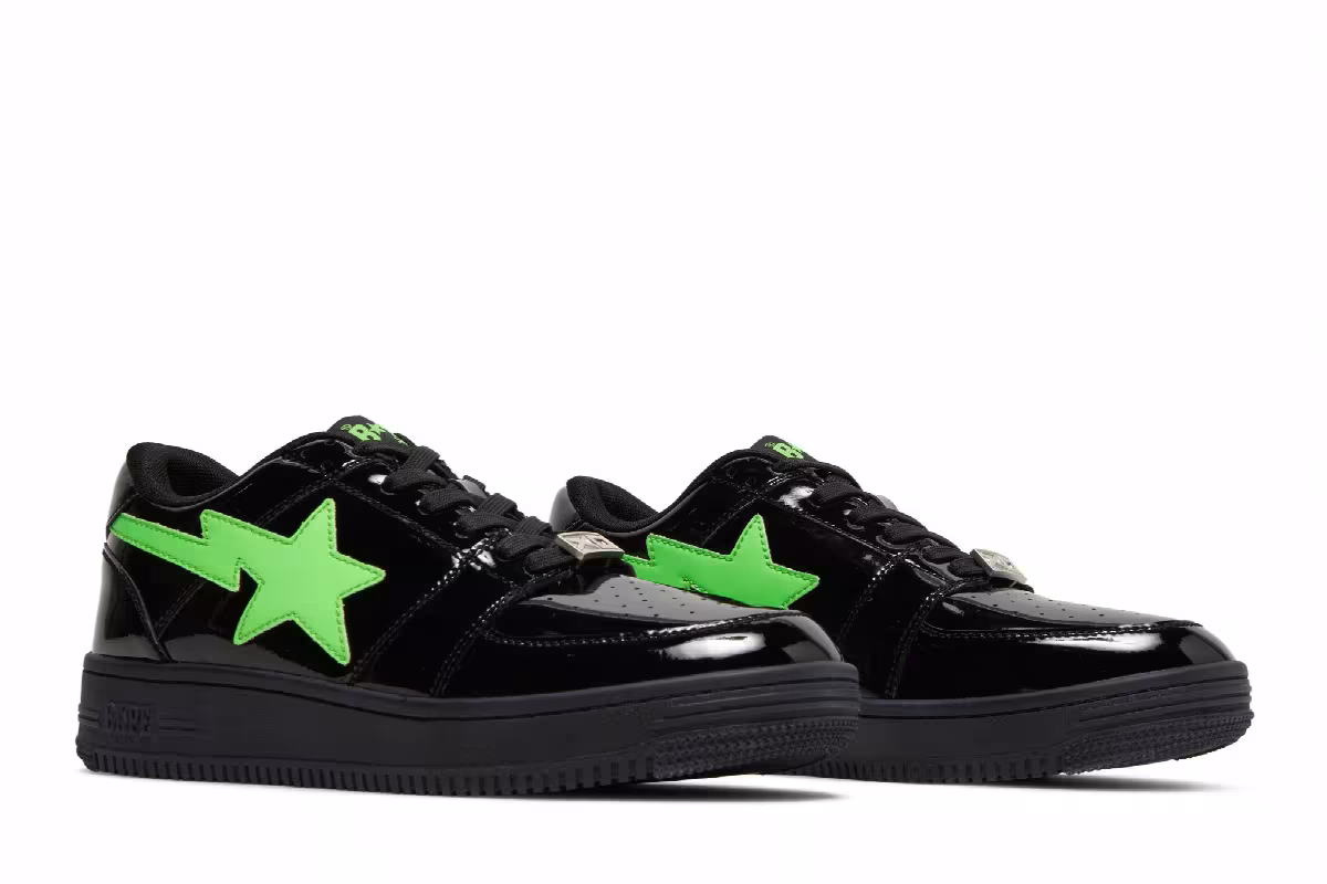 The Weeknd x XO Bapesta Low M2 Black Neon Green, view 9