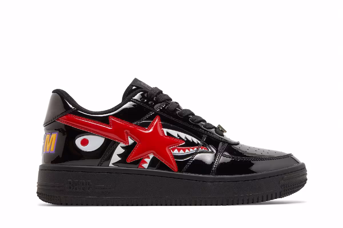 Bapesta Low M1 Shark Face - Black Red, view 2