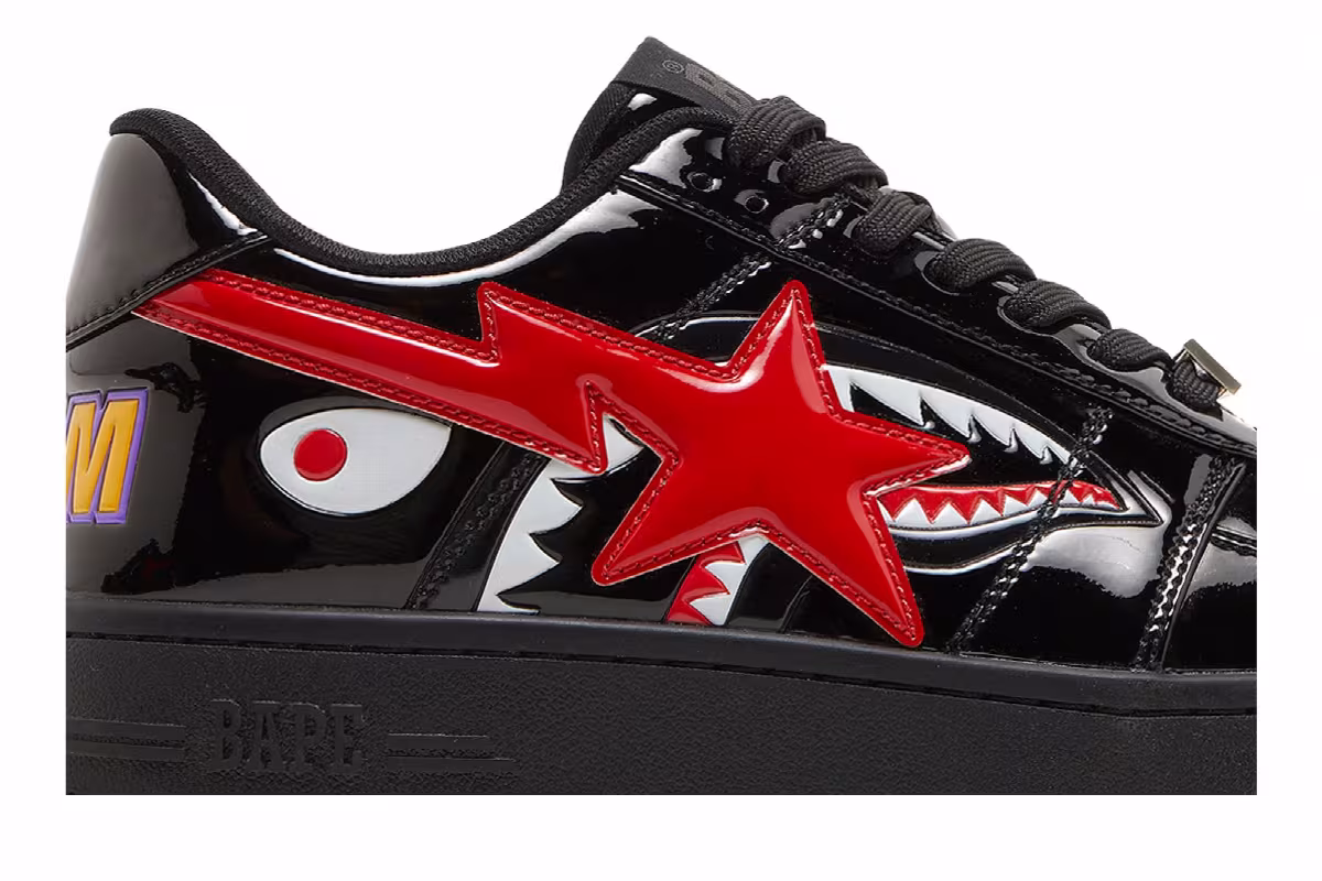 Bapesta Low M1 Shark Face - Black Red, view 3