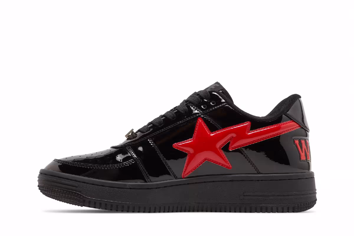 Bapesta Low M1 Shark Face - Black Red, view 4
