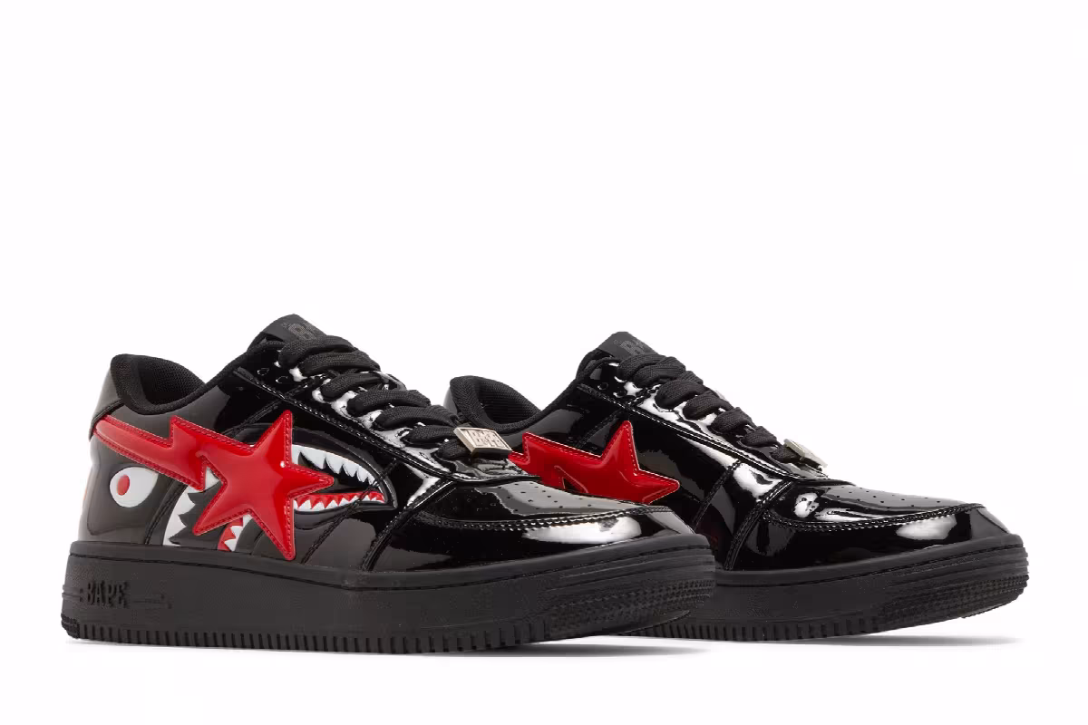 Bapesta Low M1 Shark Face - Black Red, view 9