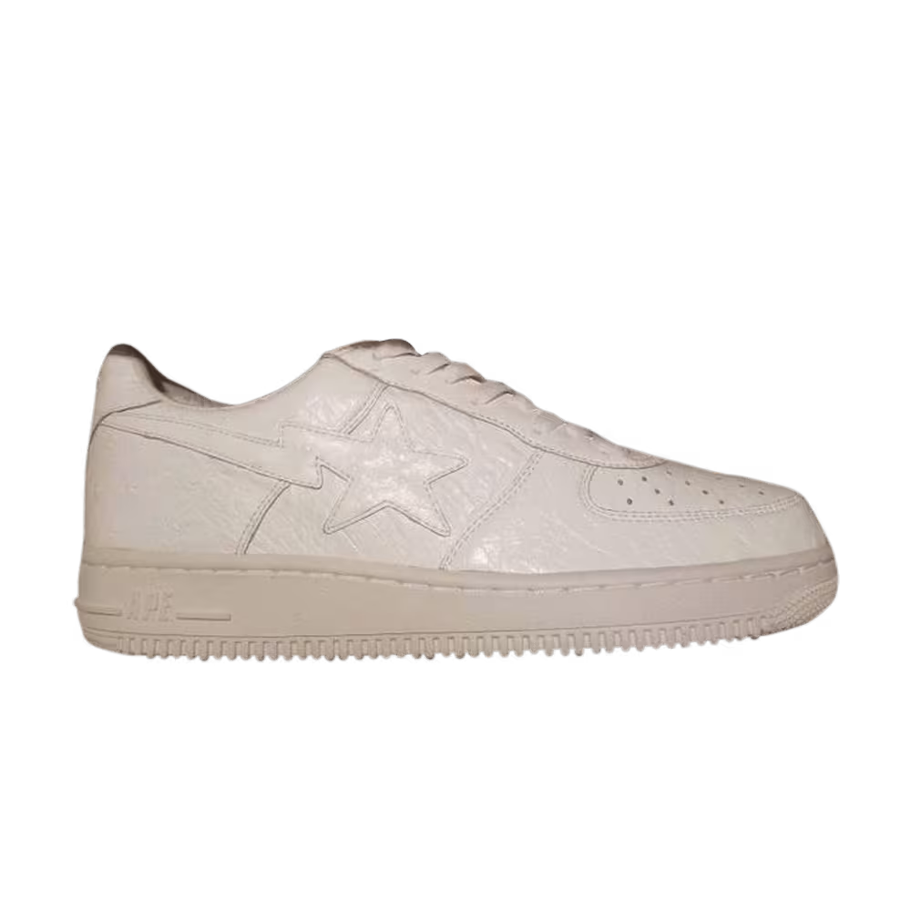 Bapesta Low White Ostrich